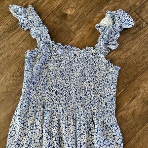 Sugarlips Blue & White Floral Maxi with Ruffle Straps